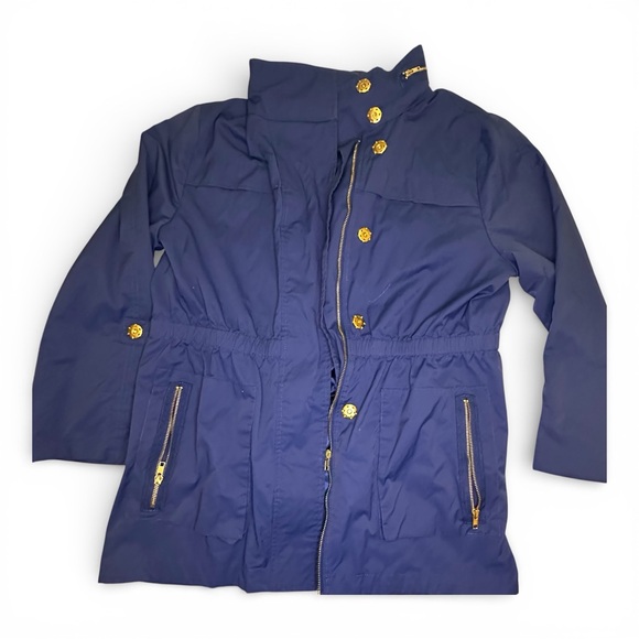 Ciao Milano Jackets & Blazers - Ciao Milano CM 1969 Navy Hooded Parka Jacket XL Gold Hardware Water Resistant